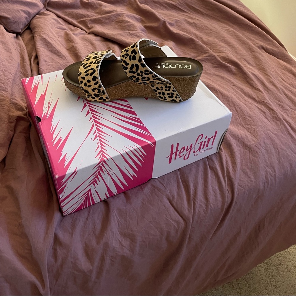 Leopard wedge shoes